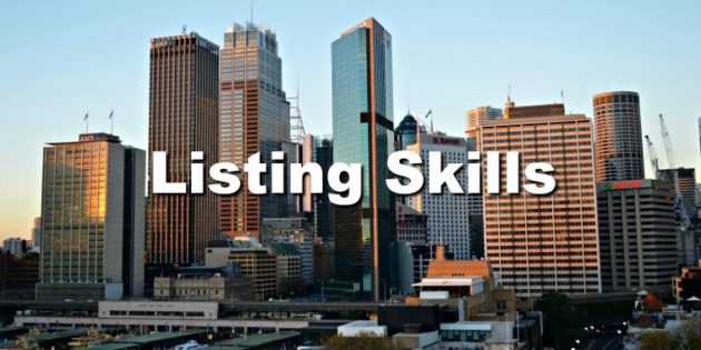 city view, listing skills.