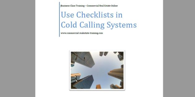 Cold call contact checklists in commercial real estate brokerage