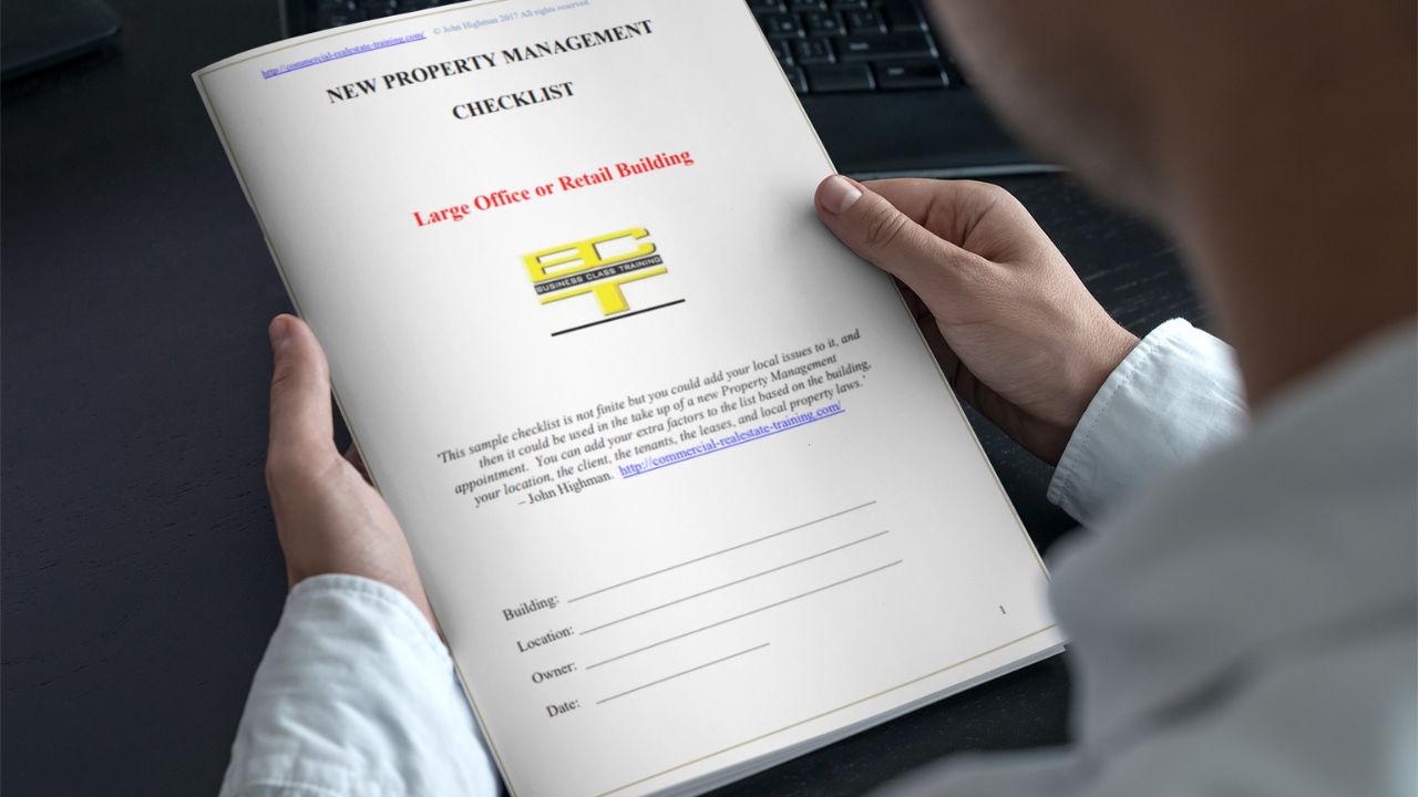 larger building property management checklist being read