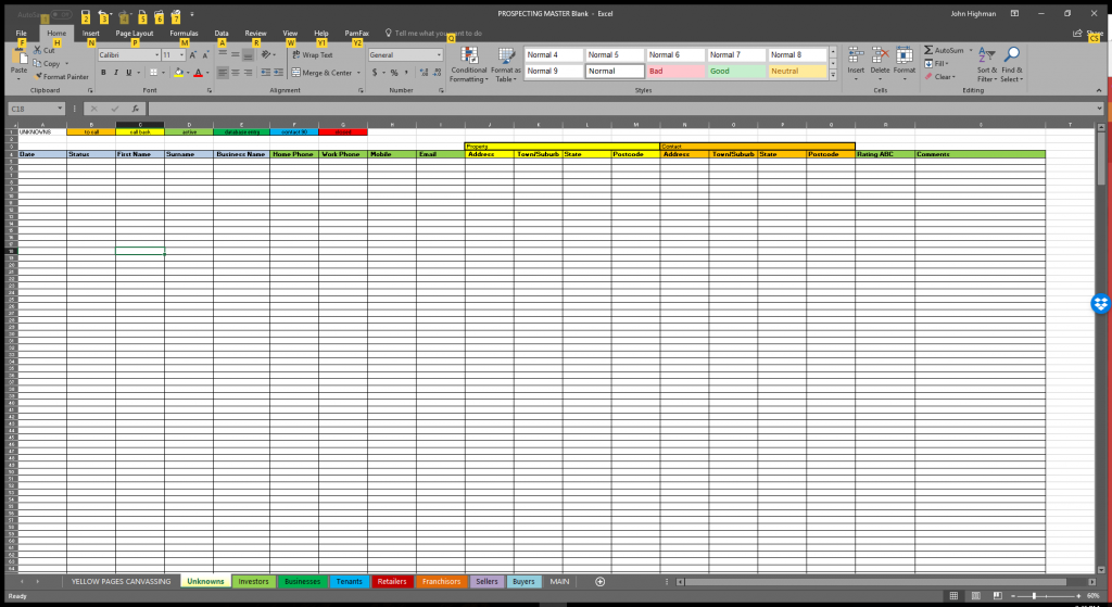 spreadsheet for prospecting