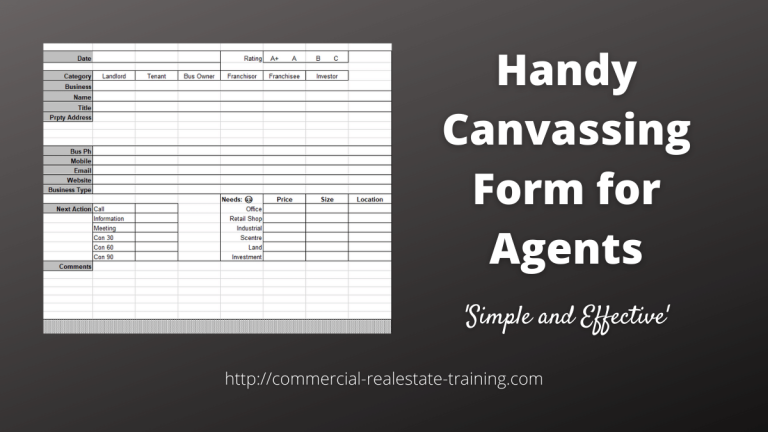 Canvassing Form for Commercial Sales and Leasing Agents