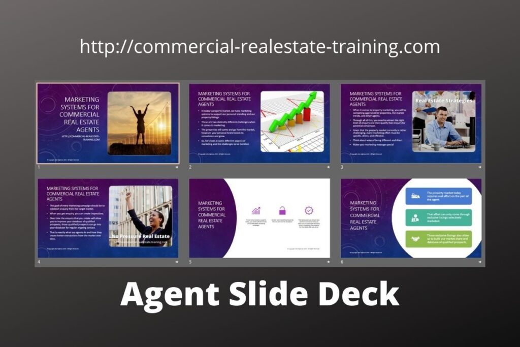 real estate agent marketing slides for real estate agents discussing marketing plans