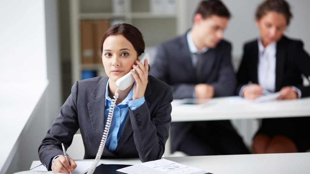 business woman talking on telephone