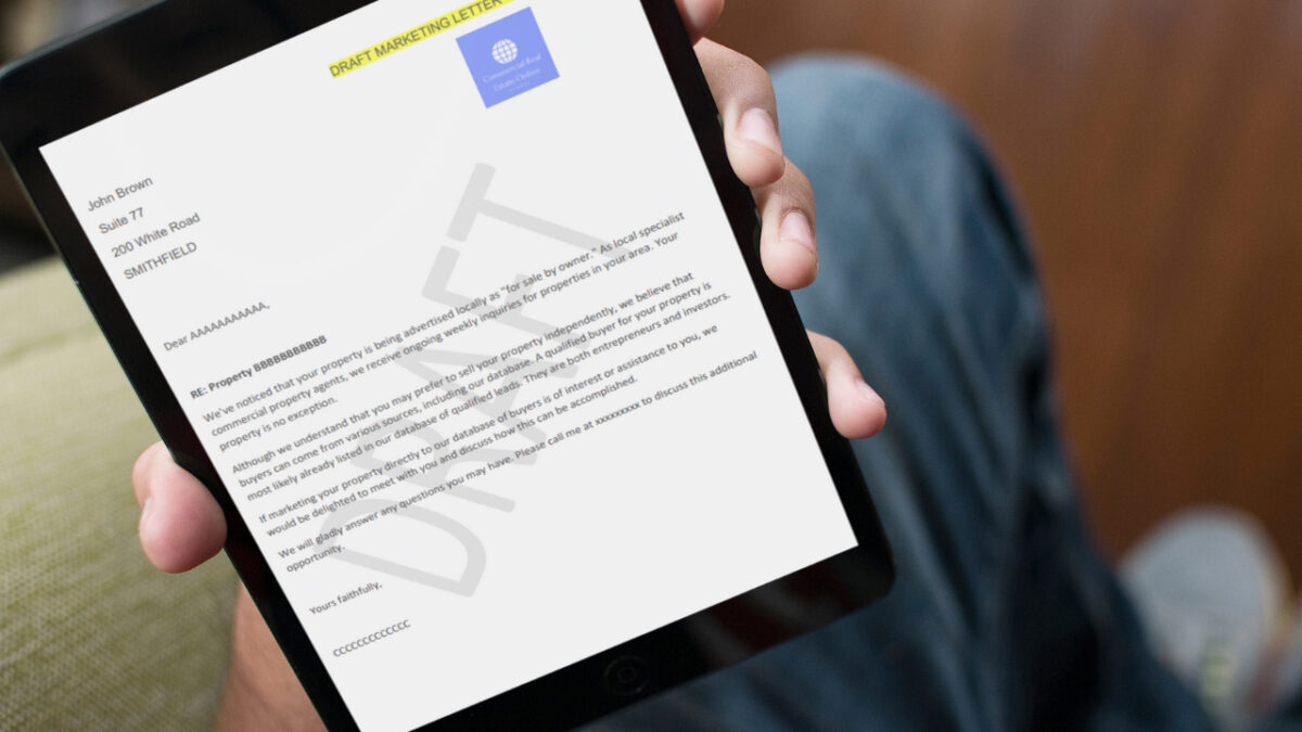 real estate letter template on ipad screen
