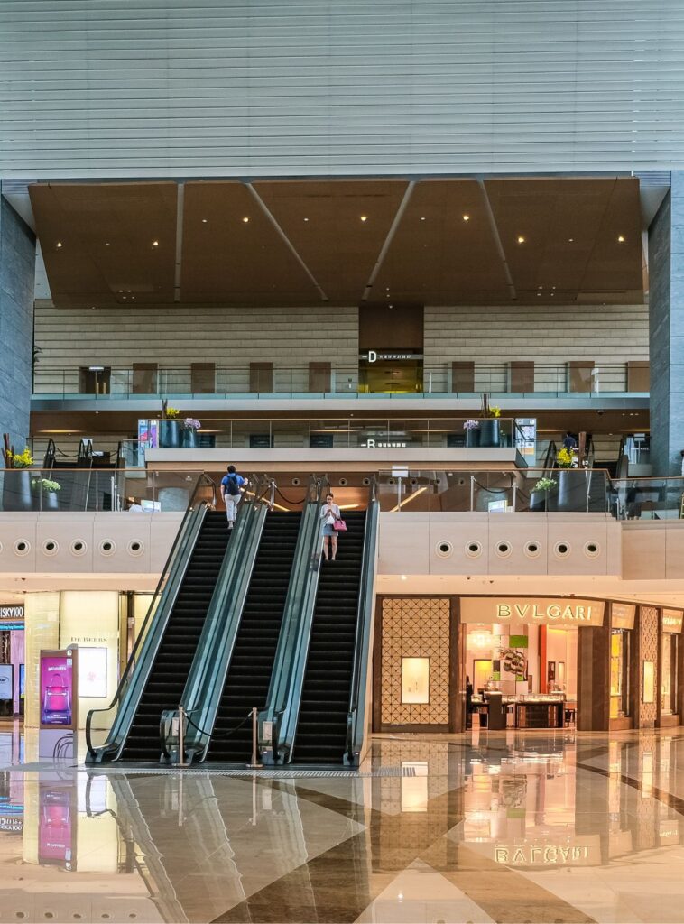 retail shopping centre mall escalators