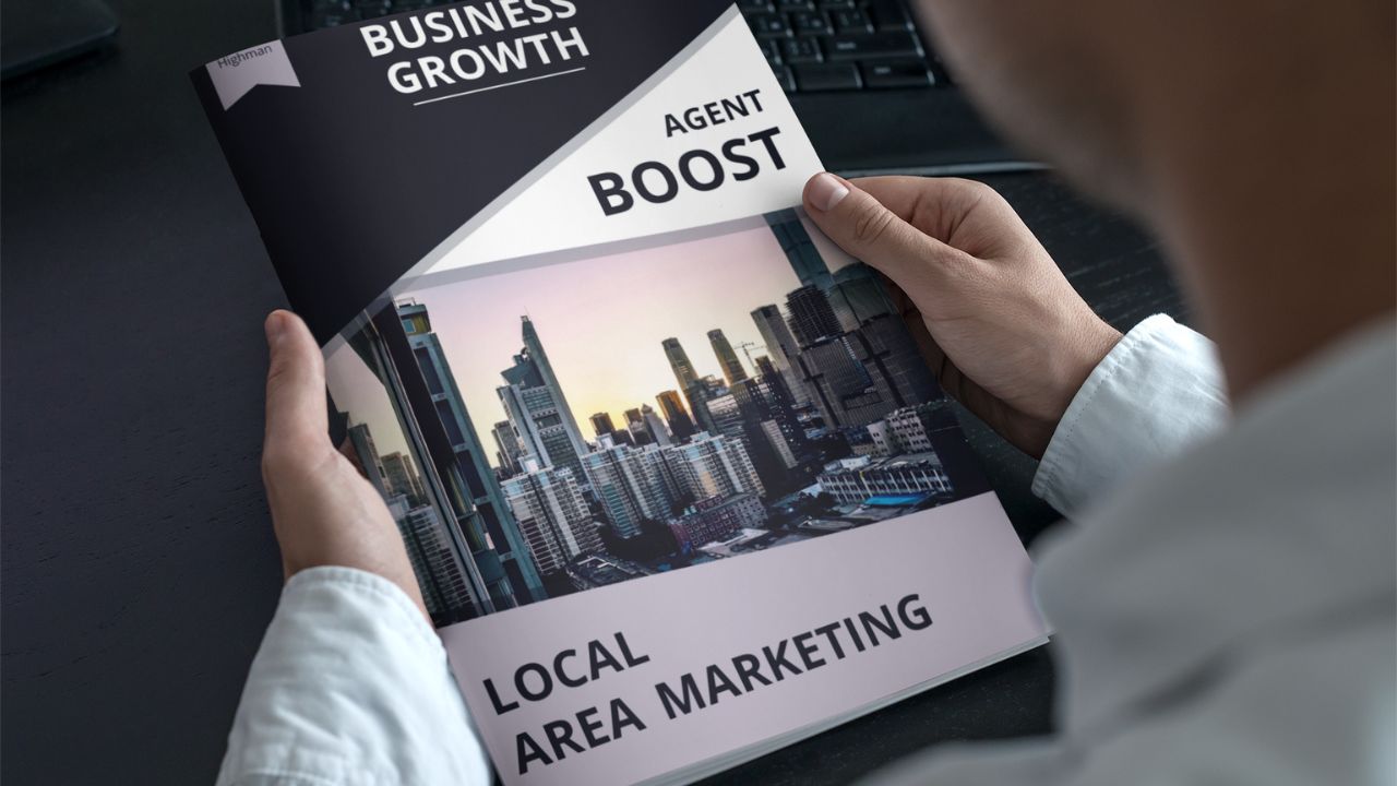 local area marketing booklet held by agent