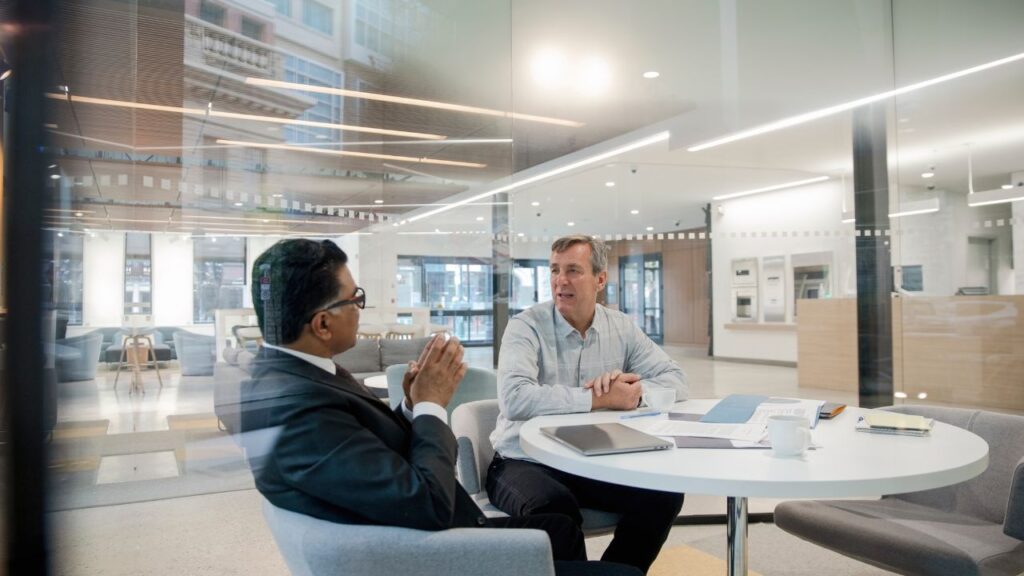 men in business meeting in office