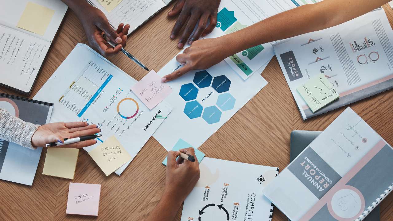 charts and documents on table