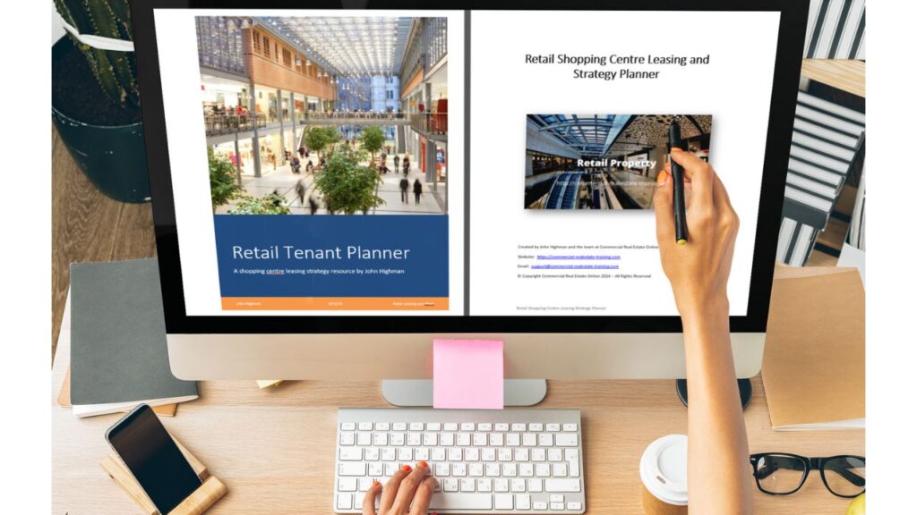 retail property planner on computer screen in office